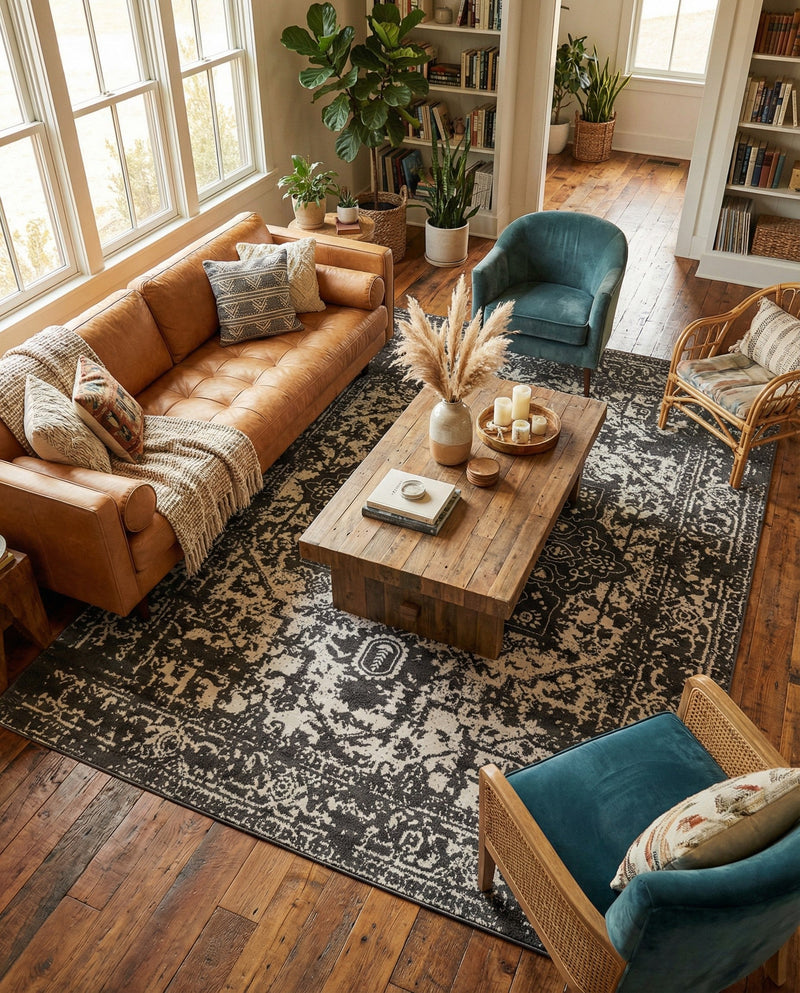 Georgetown Rugs Collection Area Rug - Dupont (Dark Gray) Rectangle Dark Gray  lifestyle 6