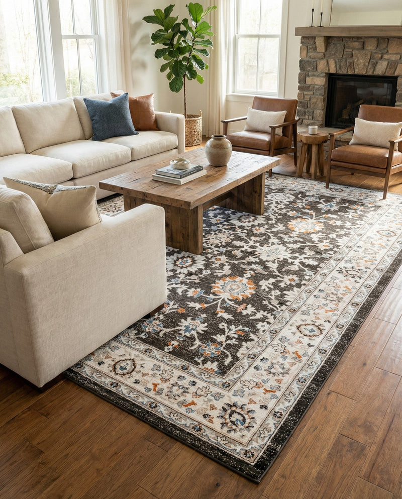 Savannah Elegance Collection Area Rug - Augusta (Fume Gray) Rectangle Fume Gray  lifestyle 16