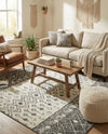 Mediterranean Lattice Collection Area Rug -  Casablanca (Ivory and Gray) Square Ivory and Gray  lifestyle 33