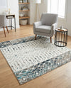 Mediterranean Lattice Collection Area Rug -  Casablanca (Ivory Gray Blue) Square Ivory Gray Blue  lifestyle 37