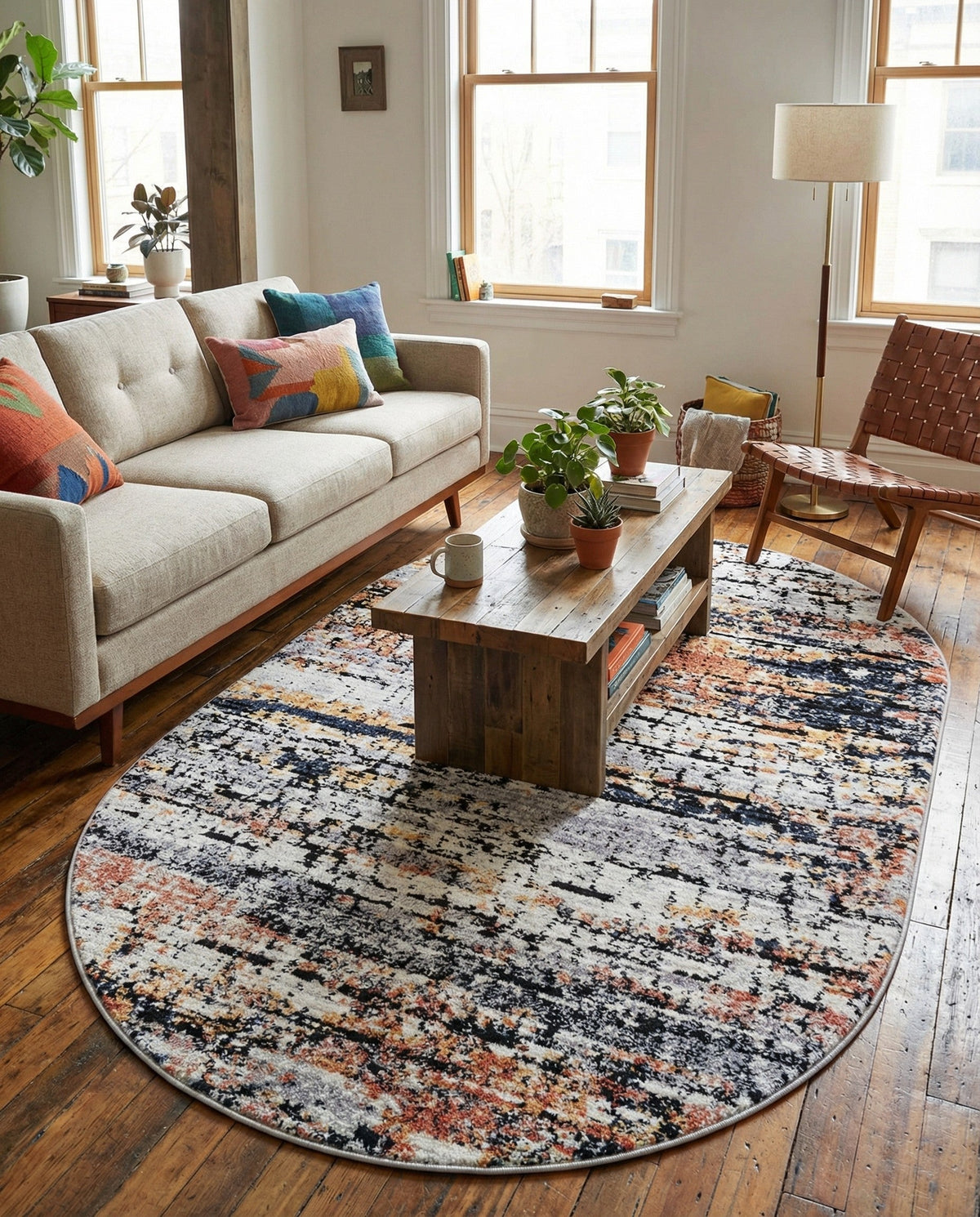 Santa Fe Trails Collection Area Rug -  Chaparral Oval Multi  lifestyle 127