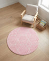 Trellis Mosaic Collection Area Rug - Arborville (Light Pink) Round Light Pink  lifestyle 84
