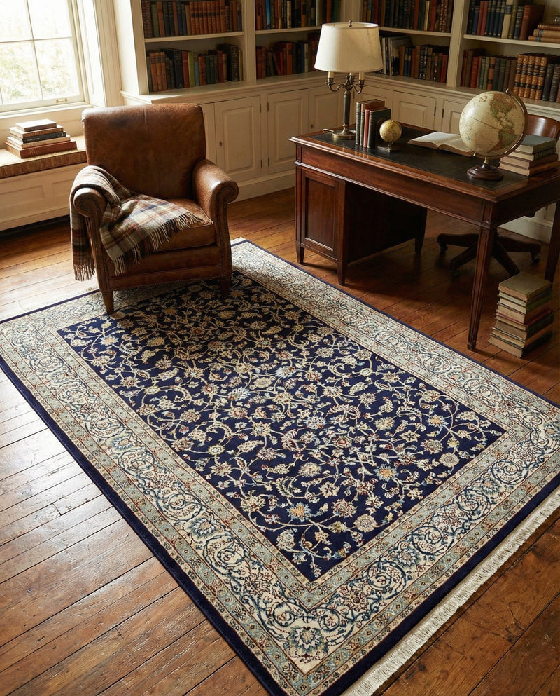 Persian Elegance Collection Area Rug -  Ardabil Rectangle Navy Blue  lifestyle 53