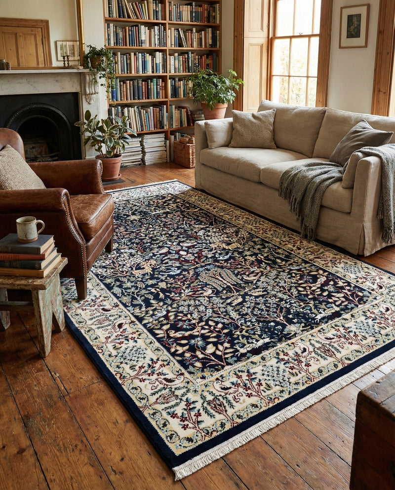 Persian Elegance Collection Area Rug -  Kerman (Navy Blue) Rectangle Navy Blue  lifestyle 10