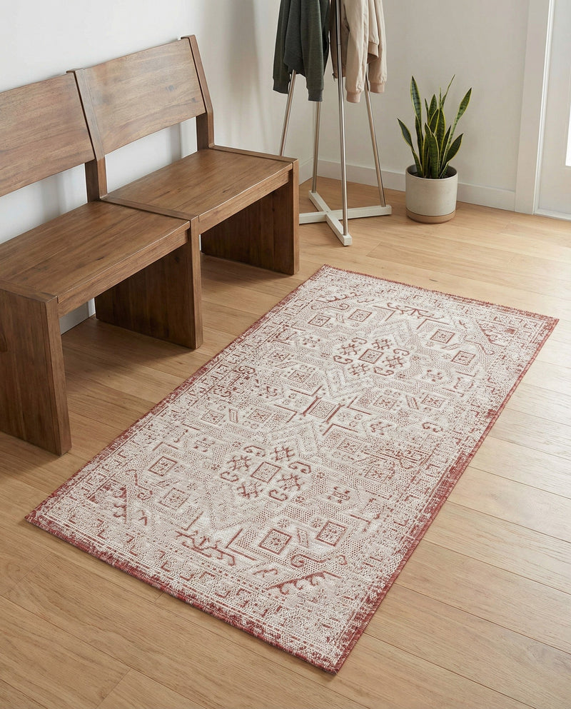 Tribal Terrace Treasures Collection Area Rug - Mayan Marina (Rust Red) Rectangle Rust Red  lifestyle 17