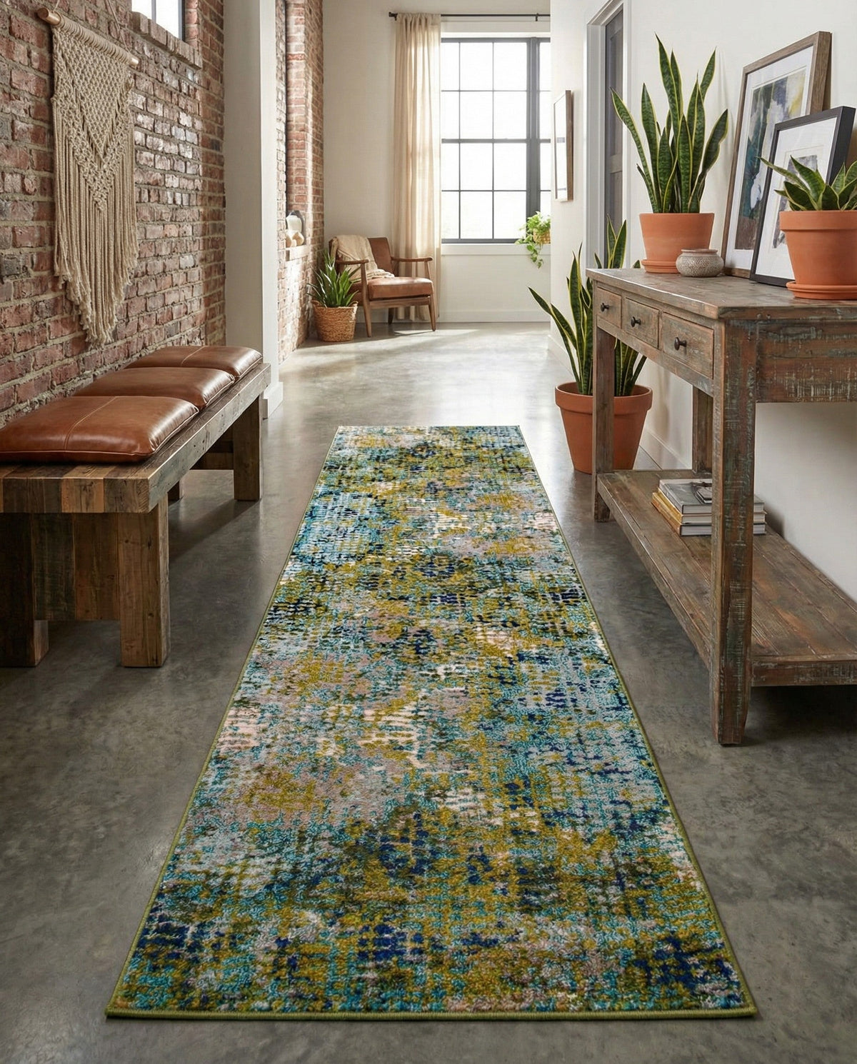 Chromatic Oasis Collection Area Rug -  Tropic Runner Blue Green  lifestyle 72
