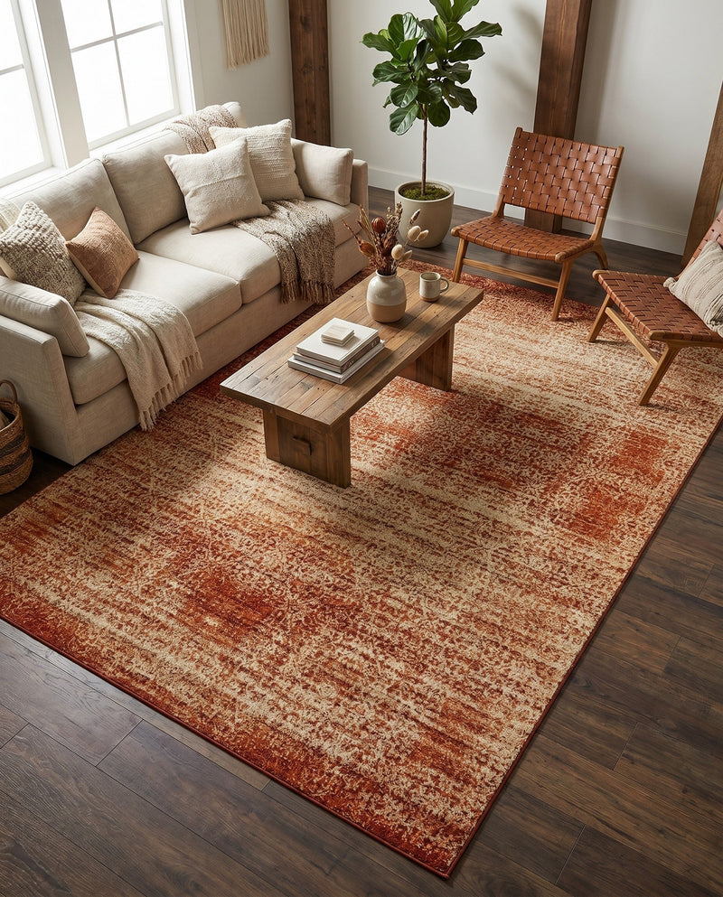 Autumn Meadow Collection Area Rug -  Ironbark Rectangle Terracotta  lifestyle 19