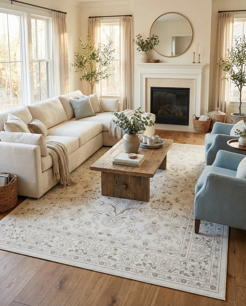 Savannah Elegance Collection Area Rug - Augusta (Ivory) Rectangle Ivory  lifestyle 24