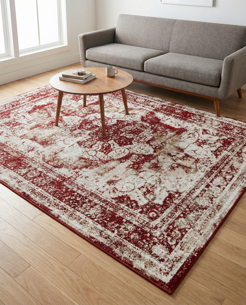 Riviera Elegance Collection Area Rug -  Menton (Burgundy) Rectangle Burgundy  lifestyle 19