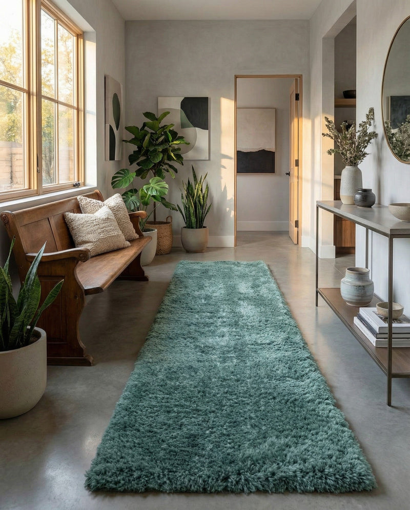 Eternal Plush Oasis Collection Area Rug -  Tranquility (Forest Green) Runner Forest Green  lifestyle 77