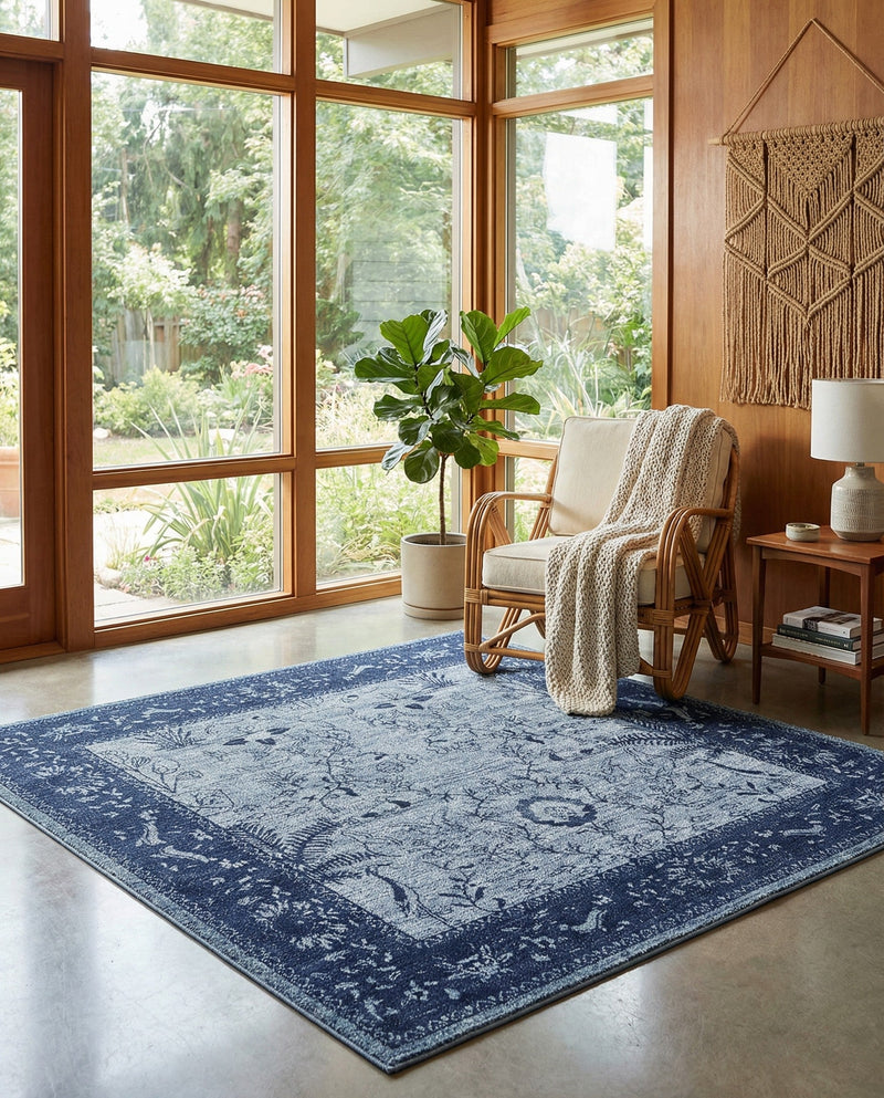 Horizon Collection Area Rug -  Apex (Blue) Square Blue  lifestyle 59