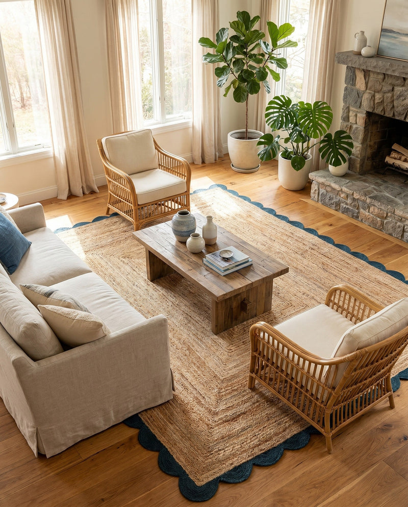 Serenity Braided Jute Collection Area Rug - Seaside Rectangle Natural and Green  lifestyle 51