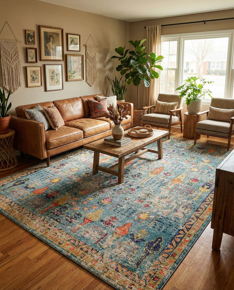 Sierra Collection Area Rug -  Shasta Rectangle Blue  lifestyle 36