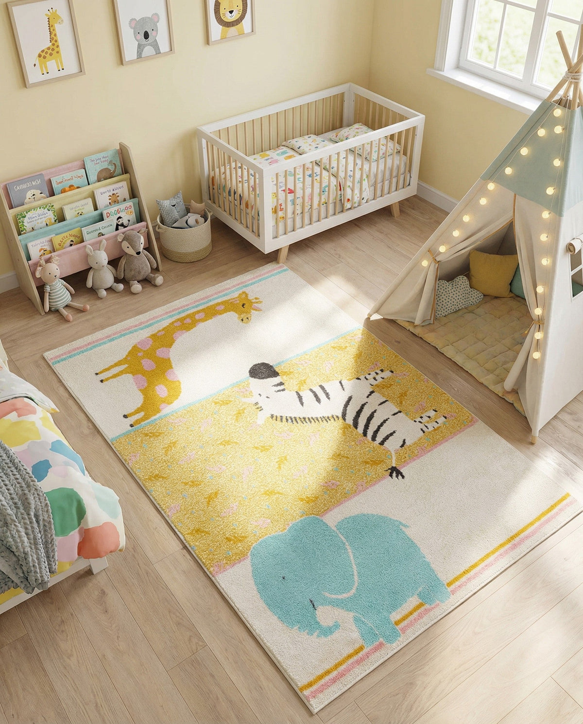 Wonder Tykes Collection Area Rug -  Wonderland Rectangle Ivory  lifestyle 11