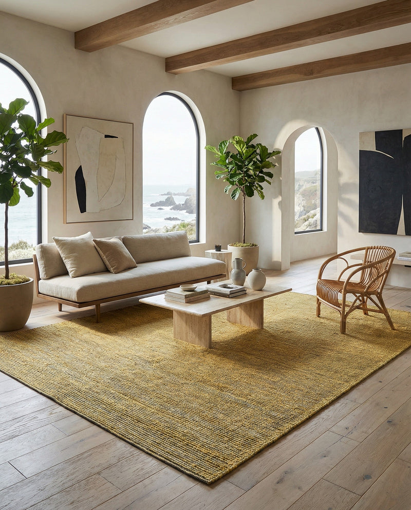 Coastal Haven Striped Jute Collection Area Rug - Marina Rectangle Yellow and Navy  lifestyle 29