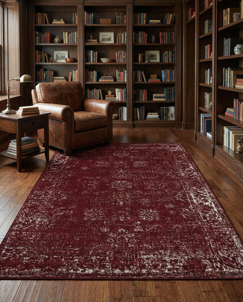 Riviera Elegance Collection Area Rug - Antibes (Burgundy) Rectangle Burgundy  lifestyle 38
