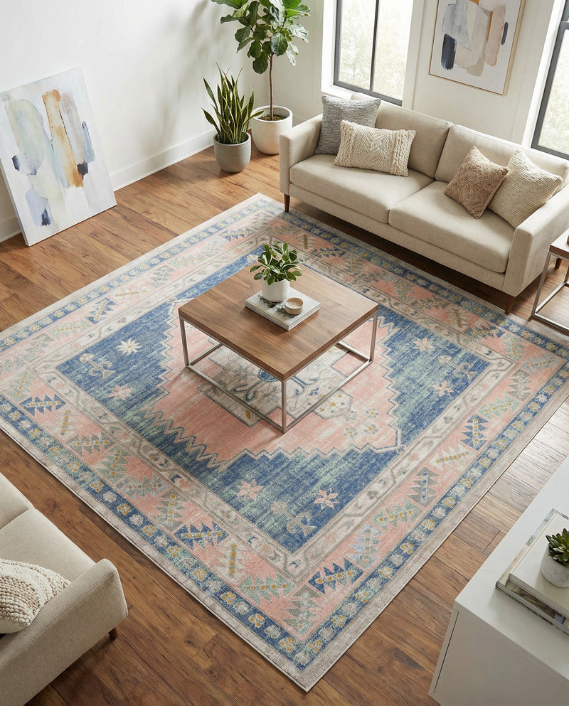 Savannah Series Collection Area Rug -  Augusta (French Blue) Square French Blue  lifestyle 72