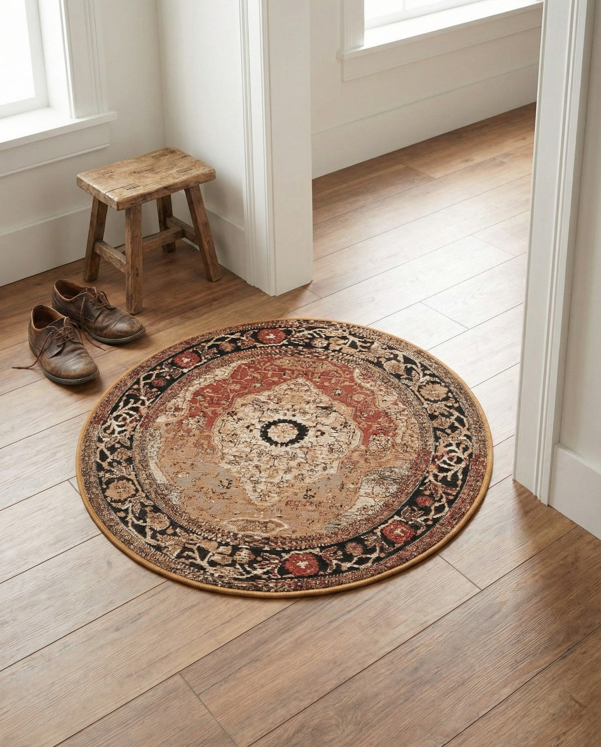 Patio Heritage Collection Area Rug -  Gazebo Round Multi  lifestyle 95