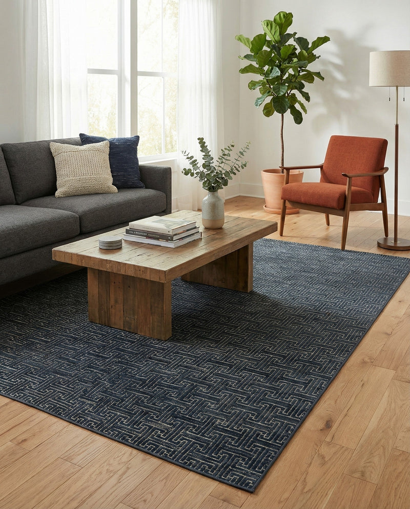 Metro Heights Collection Area Rug -  Hamilton Rectangle Navy Blue  lifestyle 10