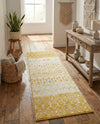 Mediterranean Lattice Collection Area Rug -  Casablanca (Ivory and Yellow) Runner Ivory and Yellow  lifestyle 53
