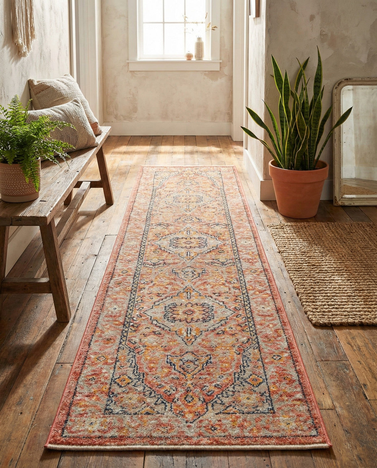 Seville Stripes Collection Area Rug - Cadiz (Brick Red) Runner Brick Red  lifestyle 89
