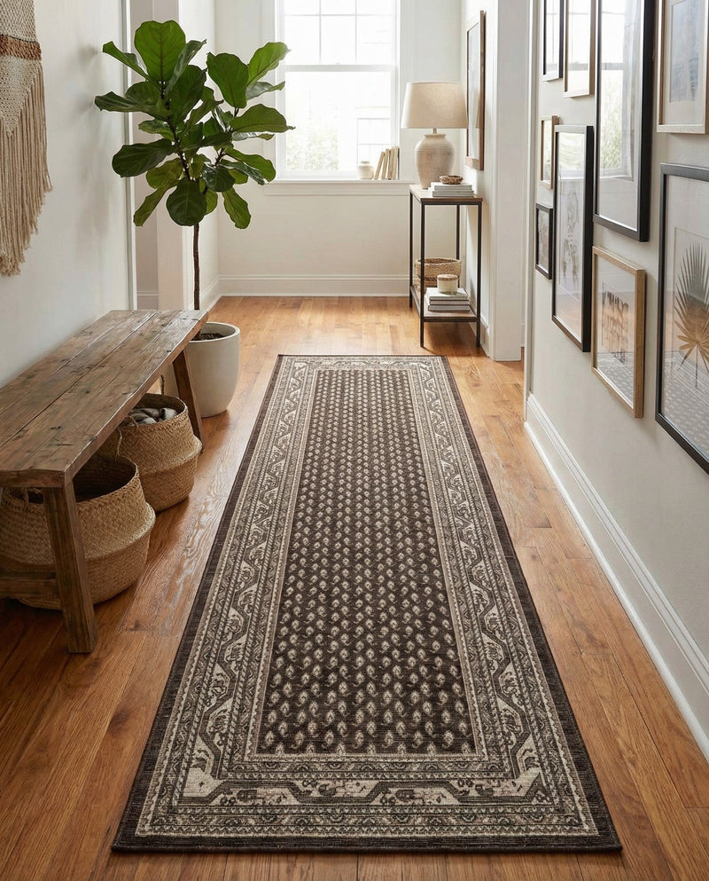 Soho Elegance Collection Area Rug -  Mercer (Brown) Runner Brown  lifestyle 52