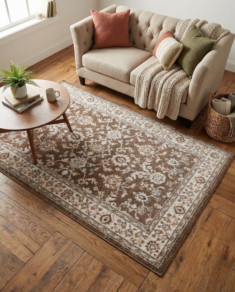 Savannah Elegance Collection Area Rug - Augusta (Brown) Rectangle Brown  lifestyle 7