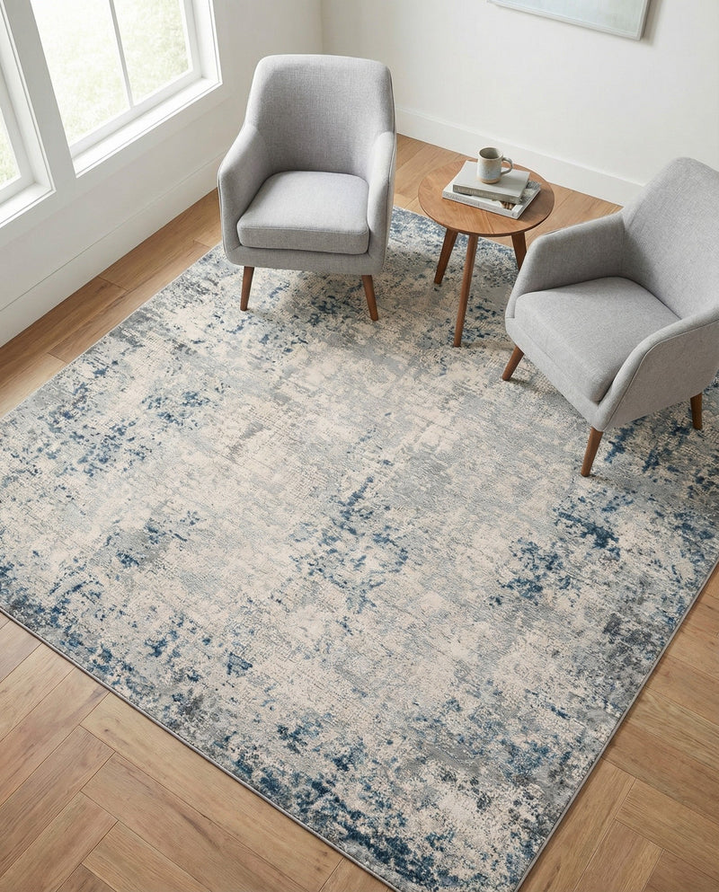 Aegean Elegance Collection Area Rug -  Milos Square Gray Blue  lifestyle 69