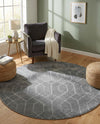 Hollywood Luxe Collection Area Rug - Sunset (Gray Silver) Round Gray Silver  lifestyle 55