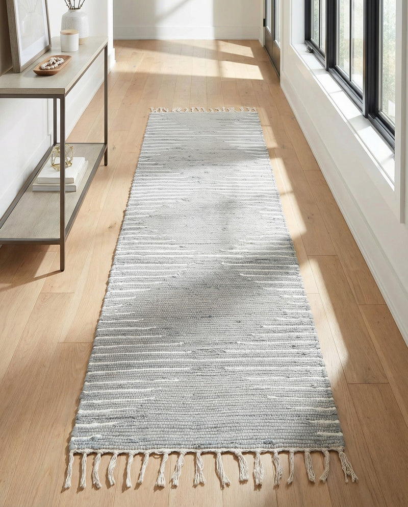 Thar Cotton Collection Area Rug - Jaisalmer (Light Gray) Runner Light Gray  lifestyle 68