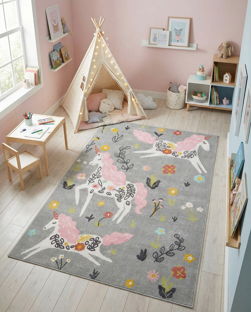 Wonder Tykes Collection Area Rug -  Hued Rectangle Gray  lifestyle 10
