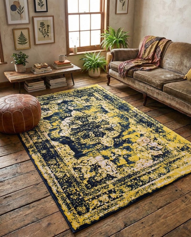 Riviera Elegance Collection Area Rug -  Menton (Navy Blue) Rectangle Navy Blue  lifestyle 25