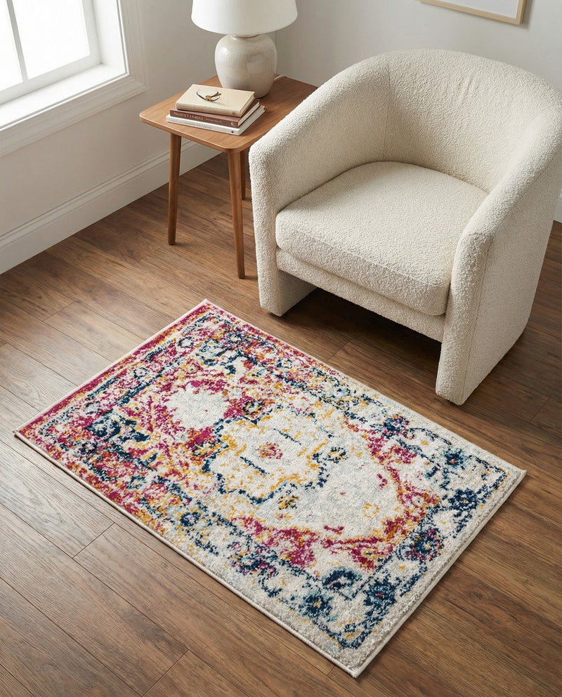 Parisian Elegance Collection Area Rug - Versailles (Pink Gray) Rectangle Pink Gray  lifestyle 29