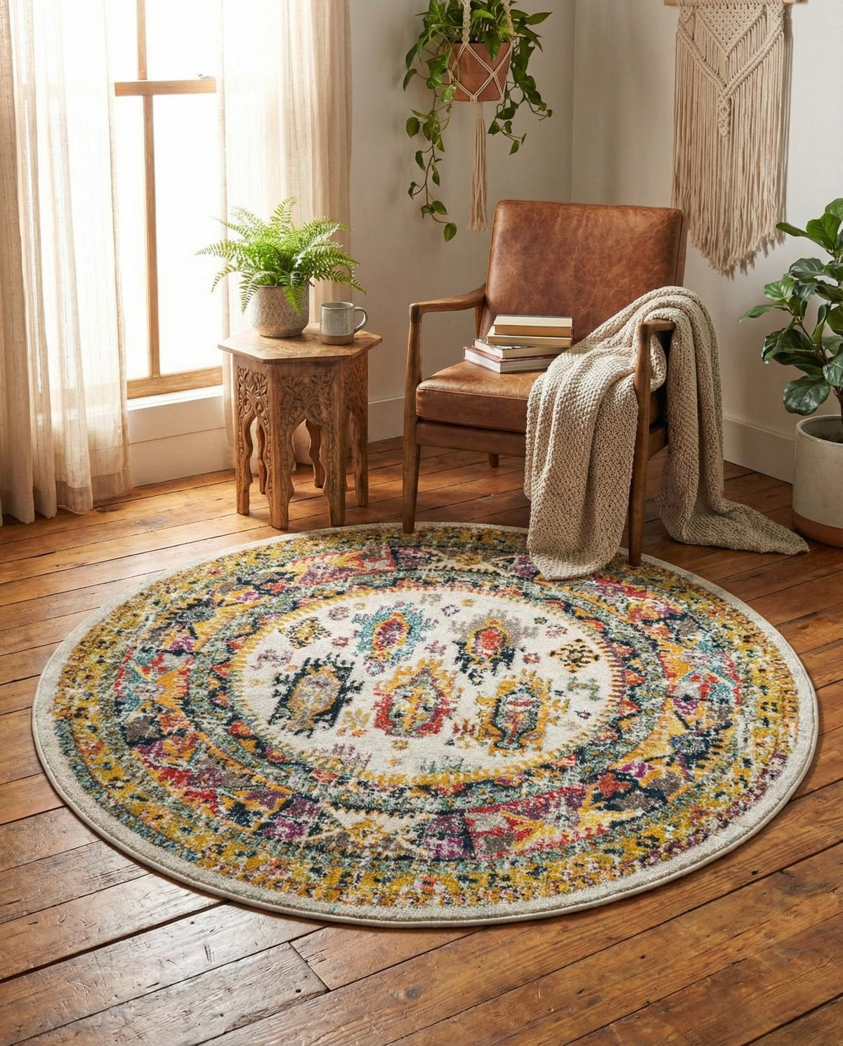 Brighton Terrace Collection Area Rug -  Portslade Round Ivory  lifestyle 115