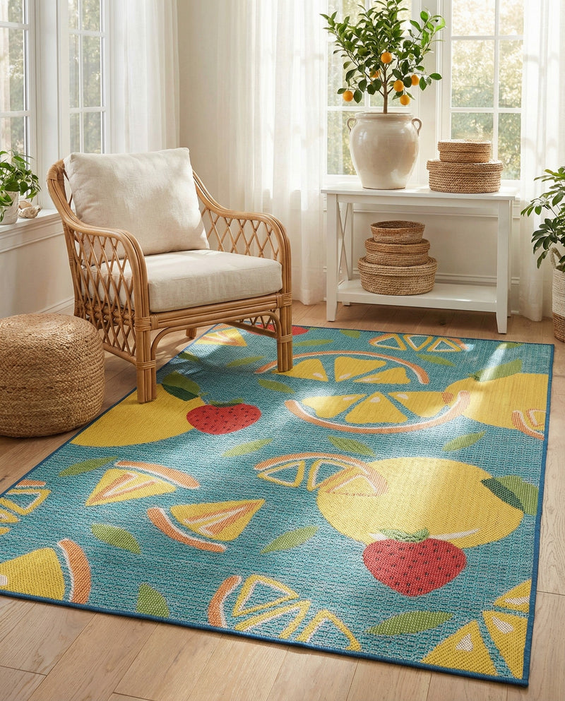 Coastal Terrace Collection Area Rug -  Cove Rectangle Blue  lifestyle 10