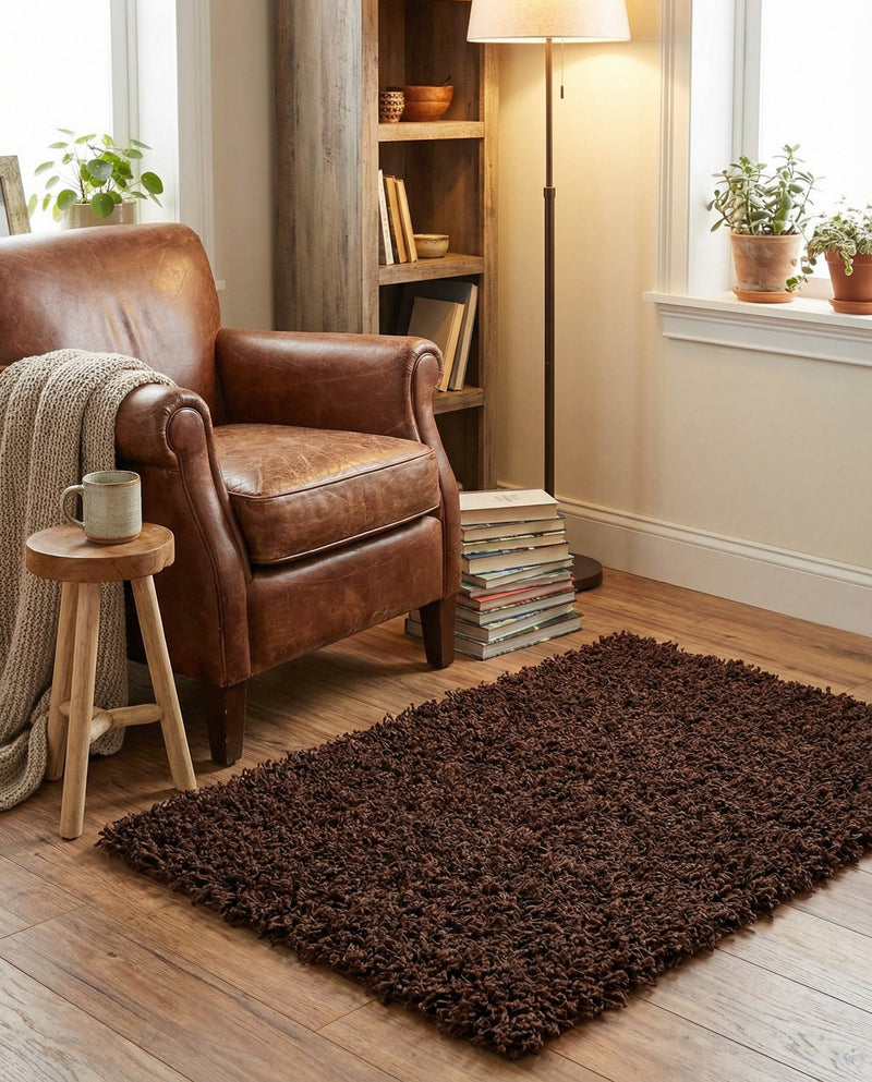 Plush Oasis Collection Area Rug - Serenity (Chocolate Brown) Rectangle Chocolate Brown  lifestyle 29