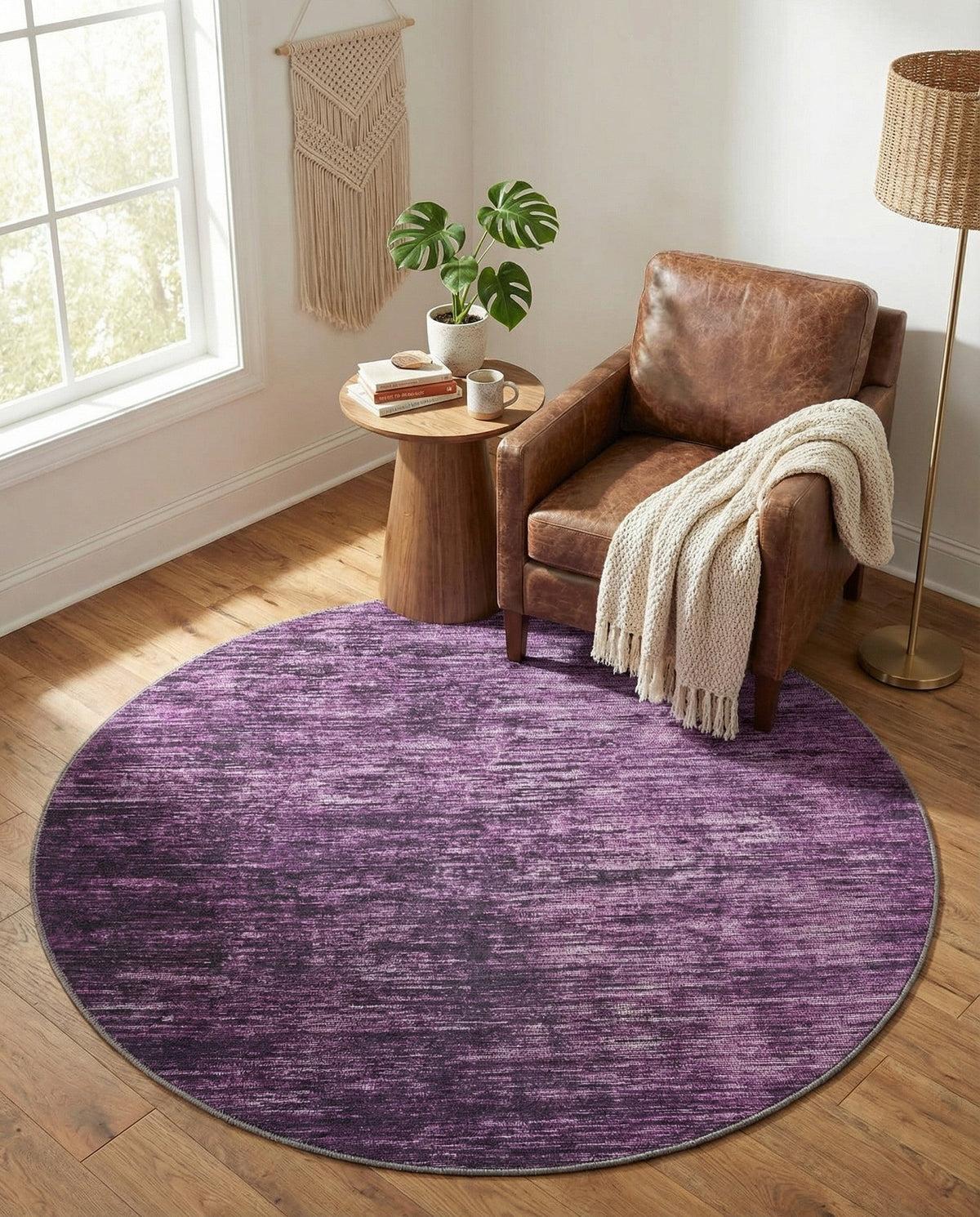 Sahara Essence Collection Area Rug - Oasis (Purple) Round Purple  lifestyle 80
