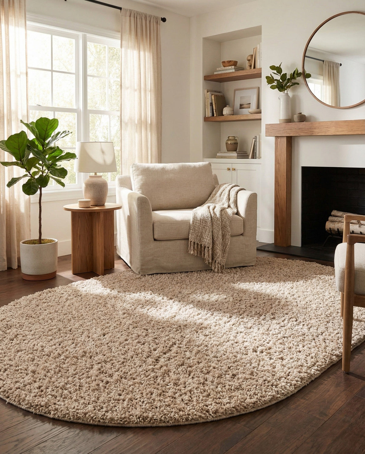 Alpine Plush Collection Area Rug -  Cortina (Linen) Oval Linen  lifestyle 94
