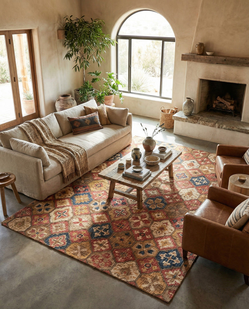 Benares Handwoven Jute Collection Area Rug - Ganges Rectangle Multi  lifestyle 17