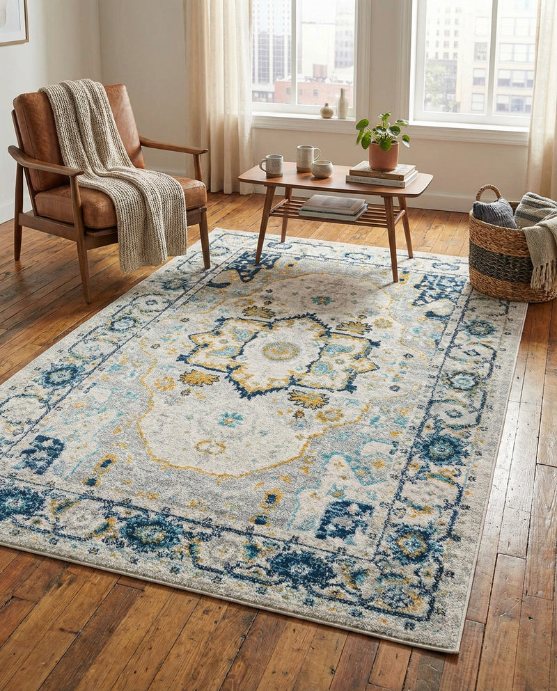 Parisian Elegance Collection Area Rug - Versailles (Gray) Rectangle Gray  lifestyle 21