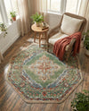 Savannah Soiree Collection Area Rug - Serengeti (Green) Octagon Green  lifestyle 75
