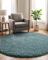 Eternal Plush Oasis Collection Area Rug -  Tranquility (Slate Blue) Round Slate Blue  lifestyle 30