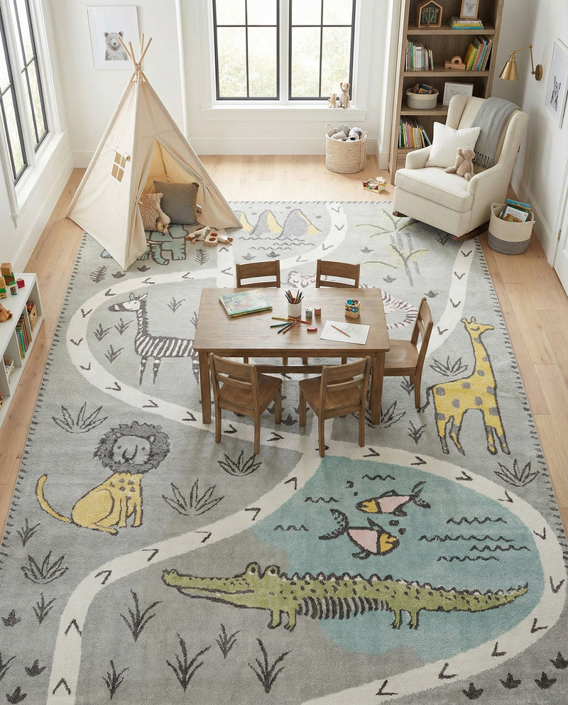 Wonder Tykes Collection Area Rug -  Enigma Rectangle Gray  lifestyle 22