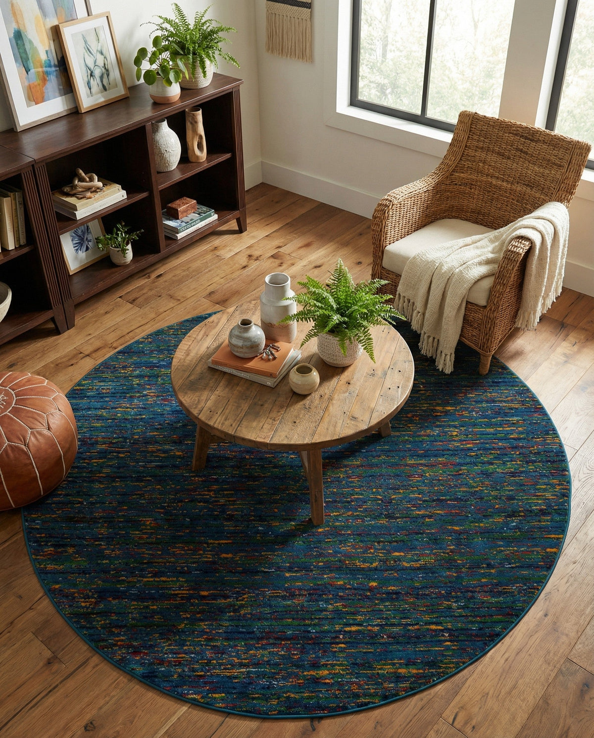 Caribbean Cove Collection Area Rug -  Lucia Round Navy Blue  lifestyle 142