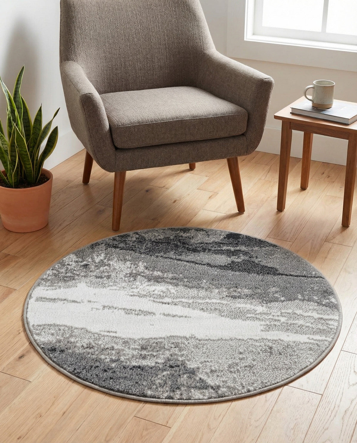 Copenhagen Edge Collection Area Rug - Nyhavn Round Black  lifestyle 179
