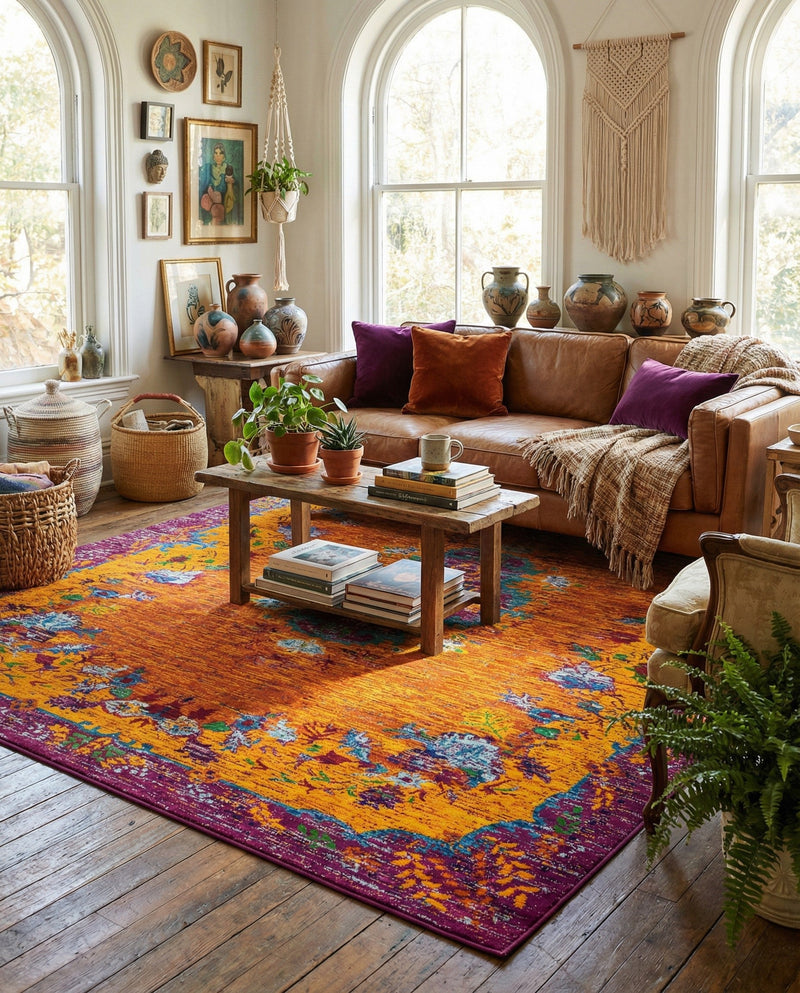 Caribbean Cove Collection Area Rug -  Nevis Rectangle Orange  lifestyle 25