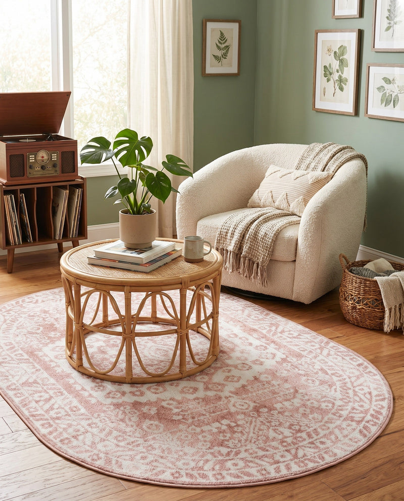 Cambridge Classics Collection Area Rug -  Pembroke (Pink) Oval Pink  lifestyle 63