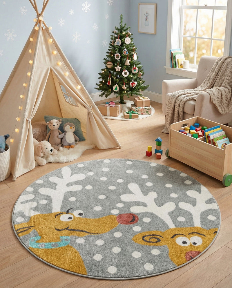 Wonder Tykes Collection Area Rug -  Mystic Round Gray  lifestyle 42