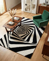 Cyclone Wool Collection Area Rug -  Twister Rectangle Black and White  lifestyle 7