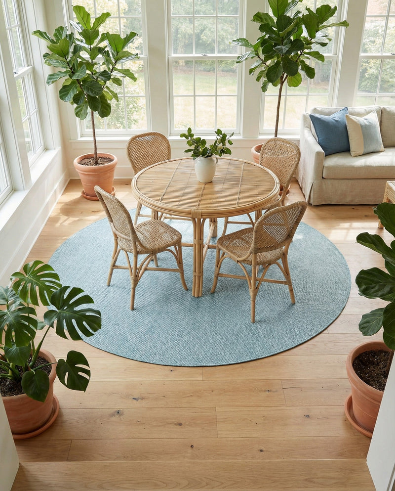 Seaside Serenity Collection Area Rug - Veranda (Aquamarine) Round Aquamarine  lifestyle 61